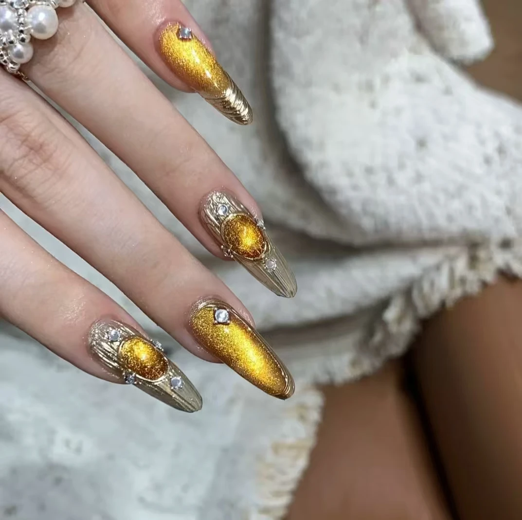 宫小卿2025秋冬新品鎏金猫眼甲油胶爆闪网红同款美甲店专用