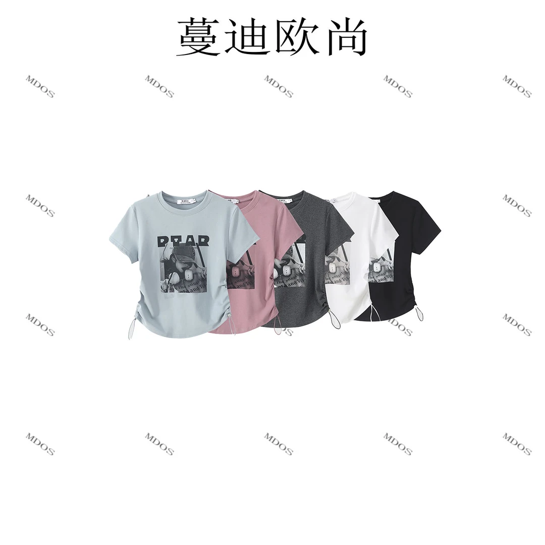 【蔓迪欧尚】2025新款夏季小猫吃鱼时尚洋气百搭圆领短袖T恤（880-1）