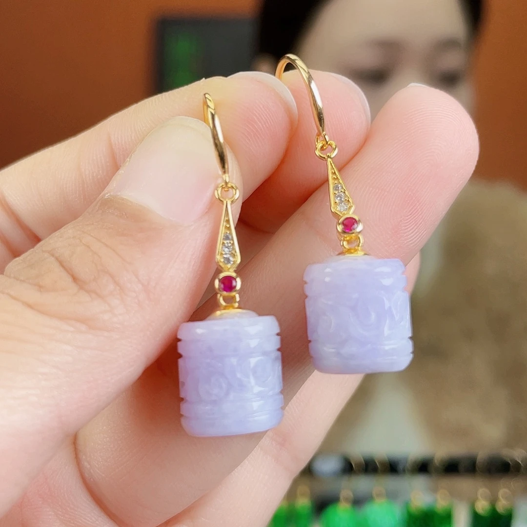 翡翠银S925镶嵌耳饰