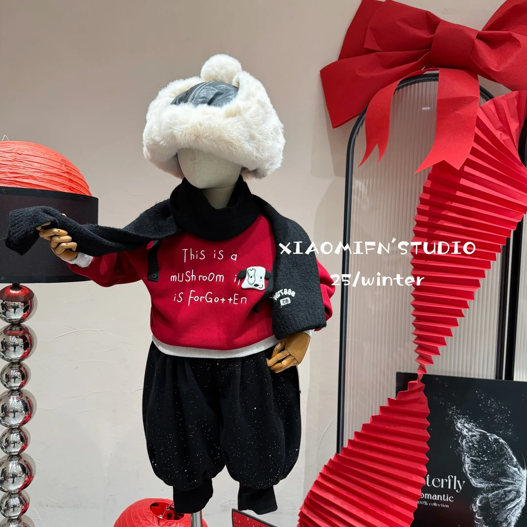 现货【实体品牌】2025卡通加绒卫衣秋冬新款韩版男童洋气痞帅F5132