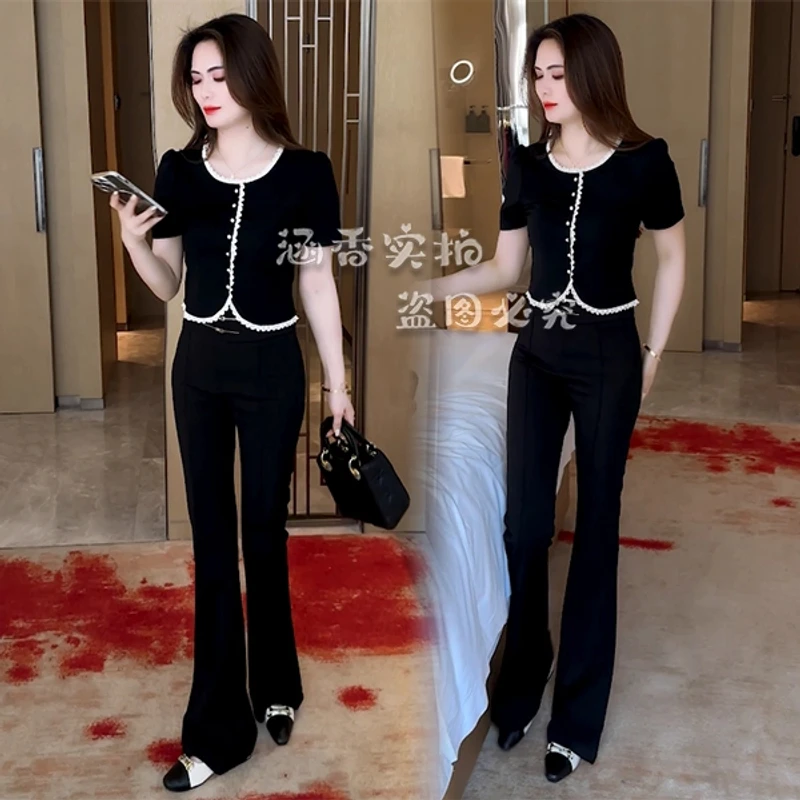 夏季设计感小众洋气时尚气质小个子减龄短袖T恤2025休闲网红修身