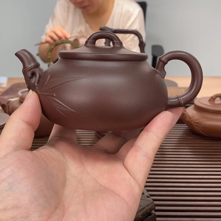 茶壶紫砂如意竹230毫升半手工