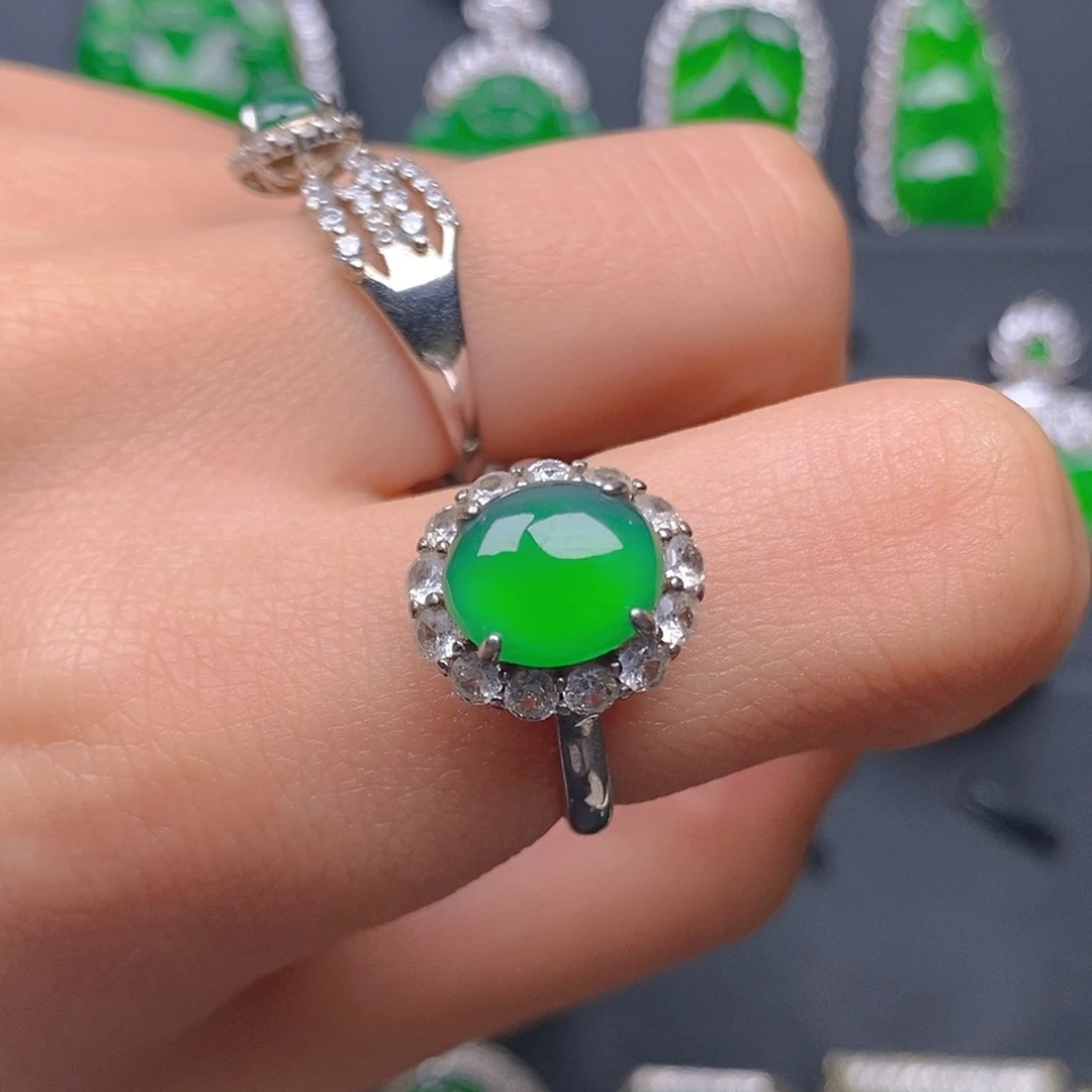 银S925镶嵌戒指翡翠