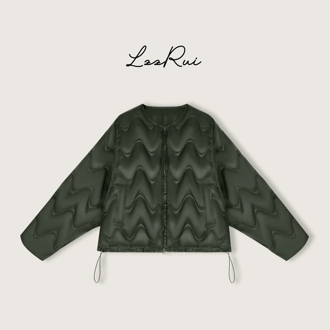 『LZZ』2025秋冬新款短款格菱羽绒服