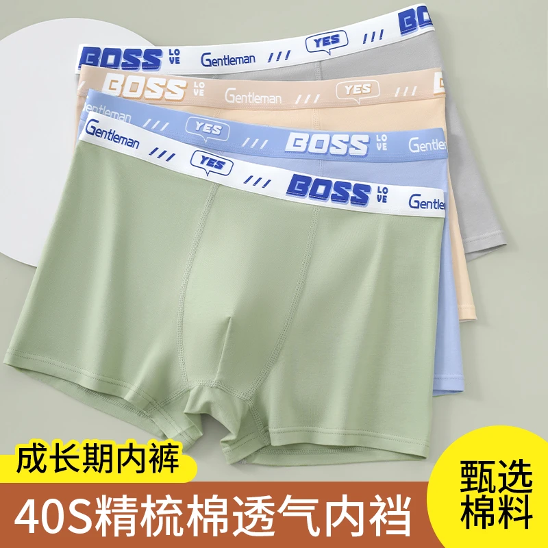 青少年12-15岁男童男生纯棉透气无痕舒适精梳棉青少年内裤