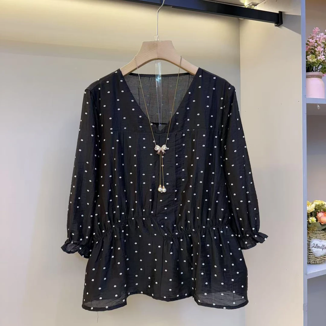 2025法式新款V领设计感气质女人衫