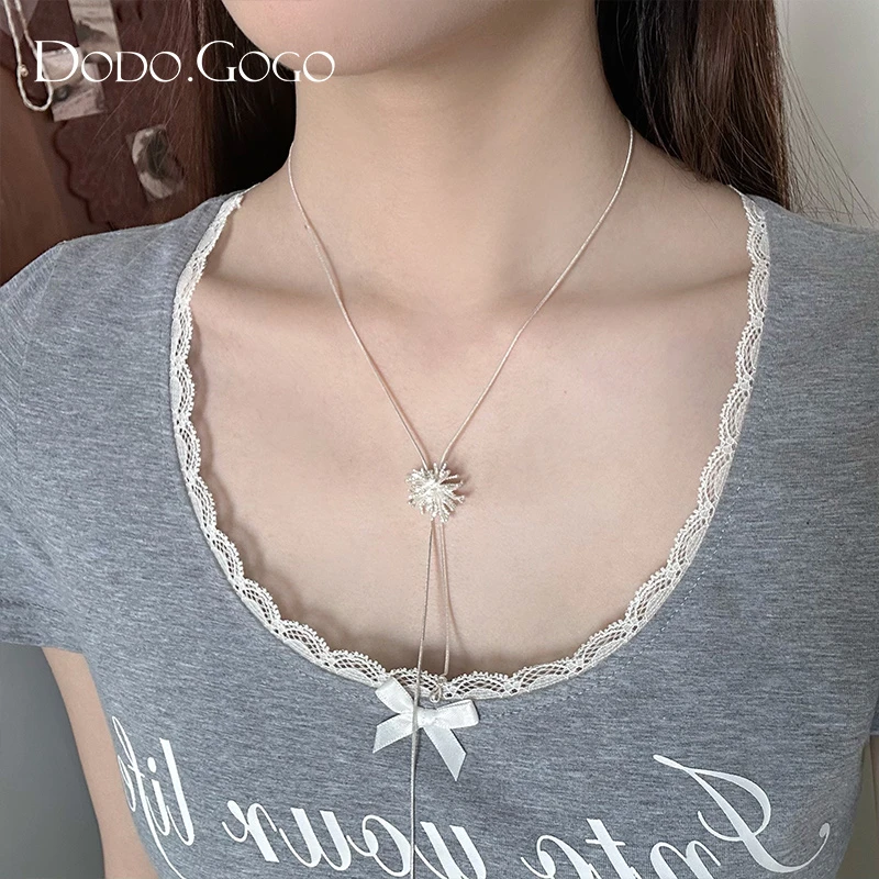 DODOGOGO 合金合成锆石项链 清冷烟花抽拉项链ins小众设计高级感