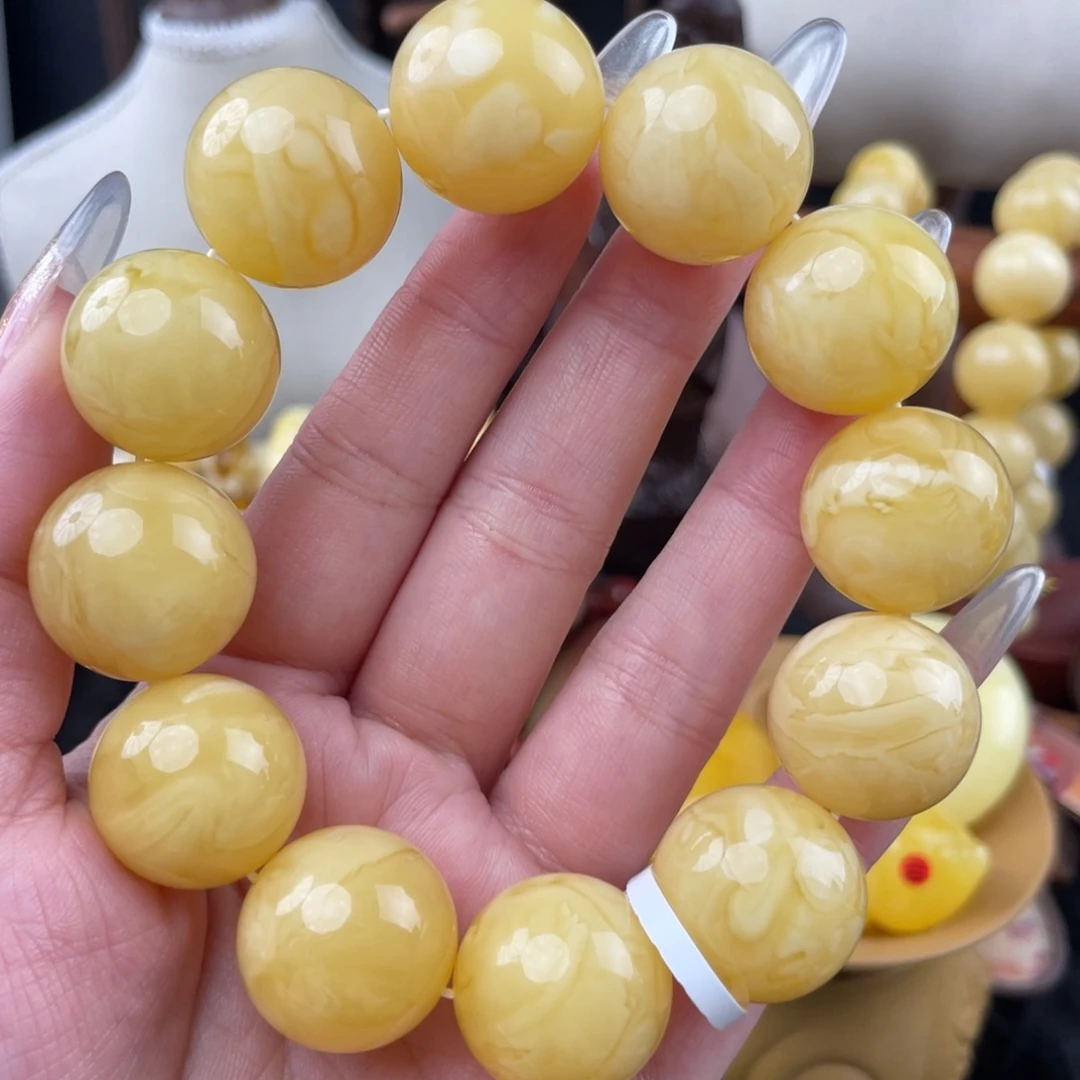 琥珀未镶嵌裸石浓蜡白花虎皮20