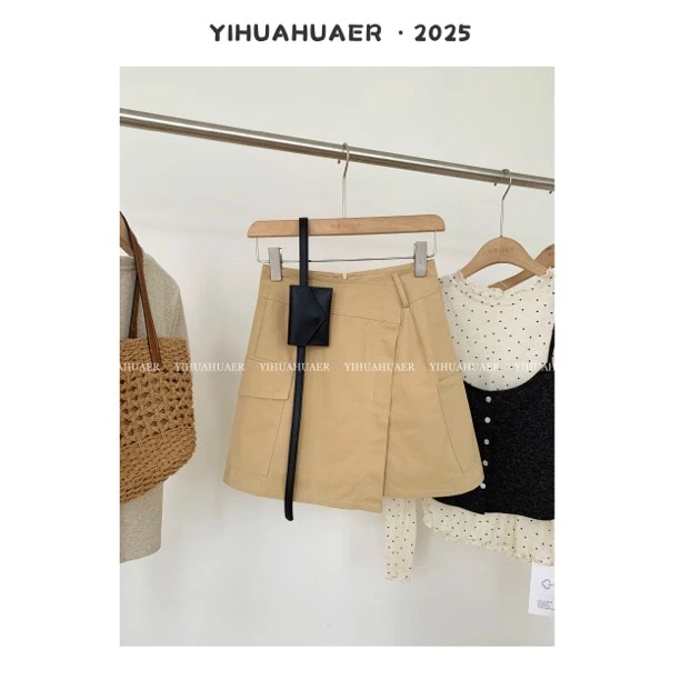 东大门韩版夏季新款时尚潮流不规则双侧口袋设计感百搭短裙2558