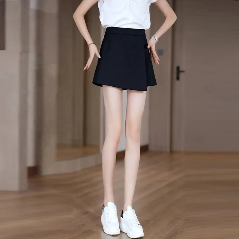 显瘦西装百褶阔腿短裤春夏新款高腰时尚气质裤裙女小个子百搭裙裤