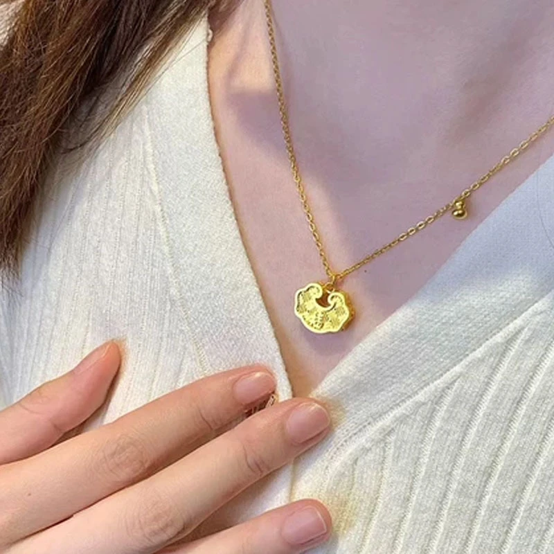 钛钢项链 传承经典葫芦如意福字锁项链平安锁骨链生日礼物女首饰