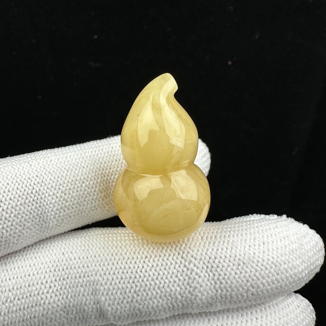 M5712天然原矿蜜蜡 浓蜡妖花葫芦 18.6*32mm抖音基地质检发货