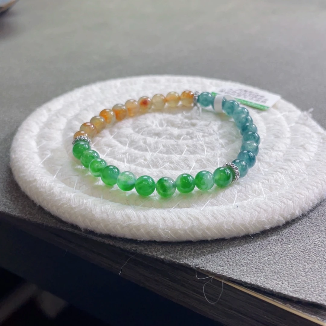 未镶嵌手链翡翠特色三彩飘花卡6