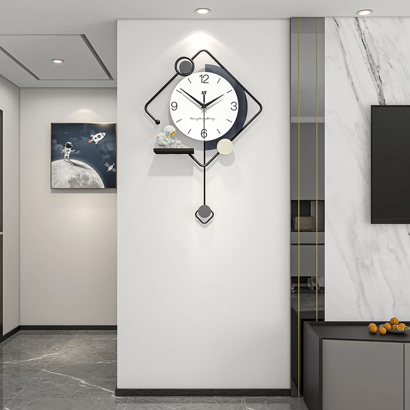 个性创意时钟高级感挂墙家用餐厅玄关背景装饰挂钟大气表客厅简约