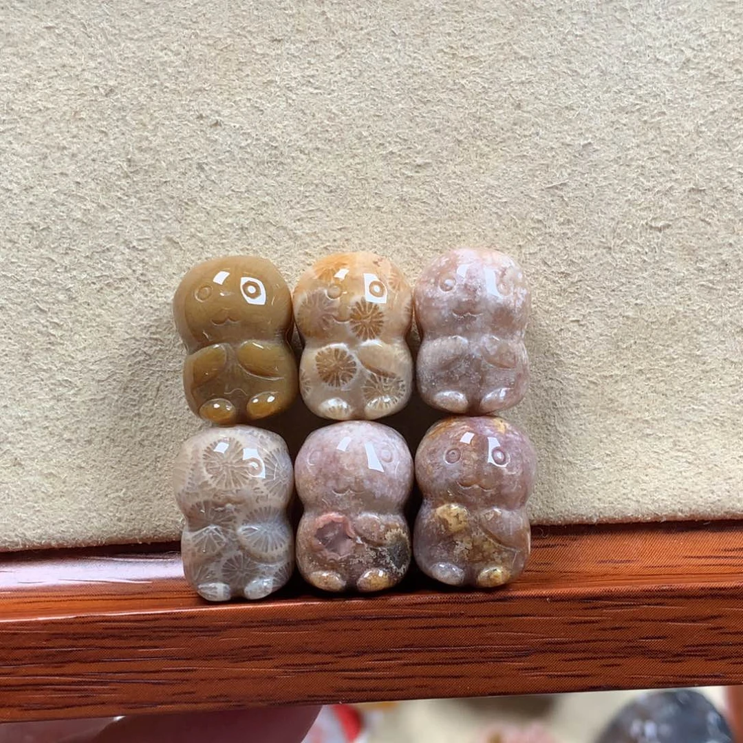 未镶嵌小兔漏10/个，不挑。07硅化珊瑚（珊瑚玉）