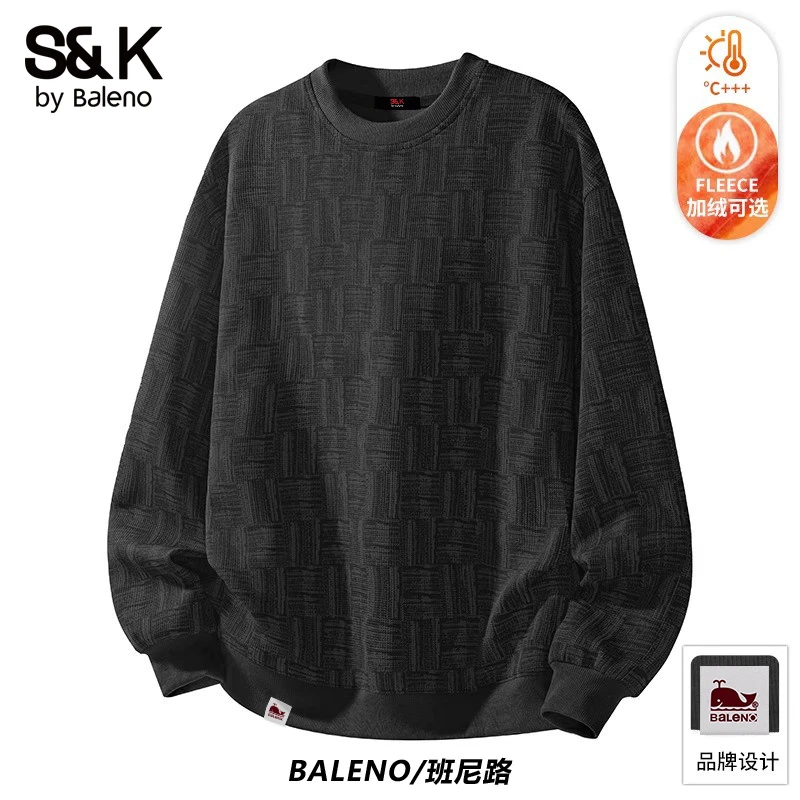 班尼路S&K设计感格纹美式休闲卫衣男款秋冬季加厚宽松长袖上衣男