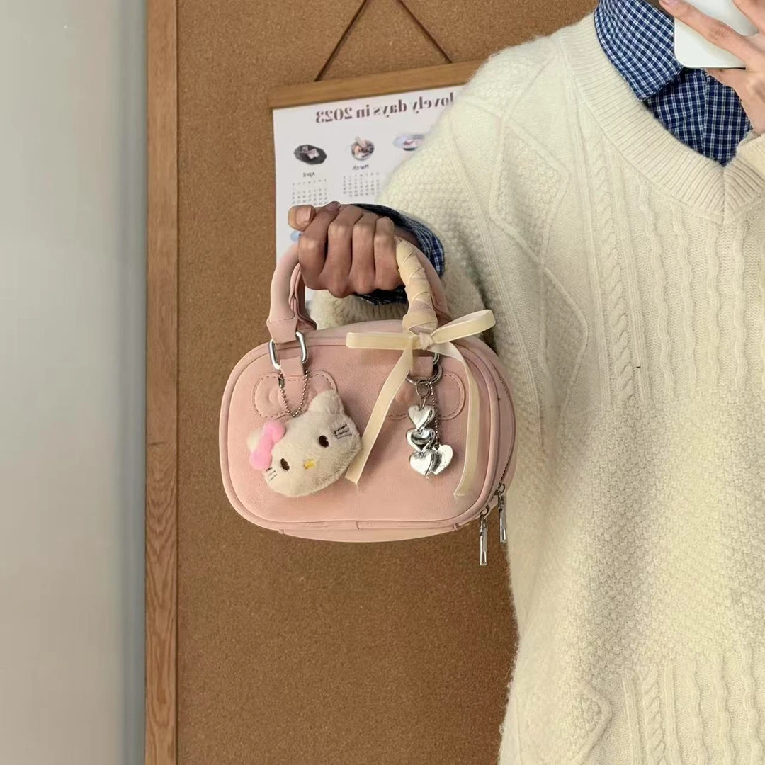 一张同学【长约18cm宽7cm高12cm】时尚百搭手提单肩斜挎包C3506粉