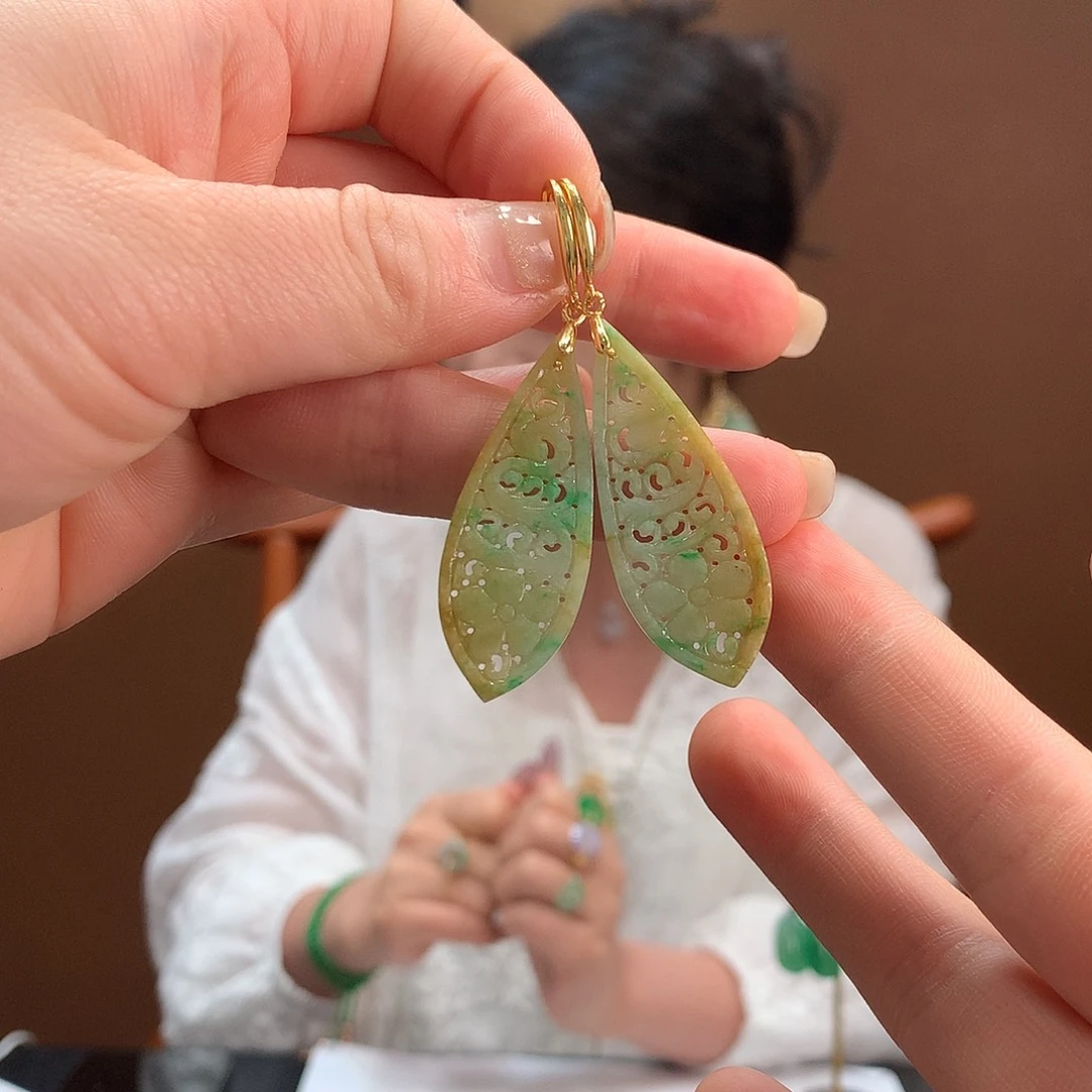 翡翠银S925镶嵌耳饰耳饰