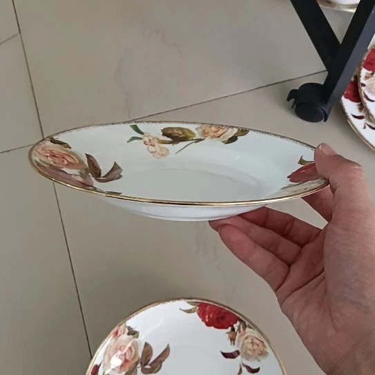 10个金秋玫瑰手工拍金口径21厘米高3.5厘米拌面盘