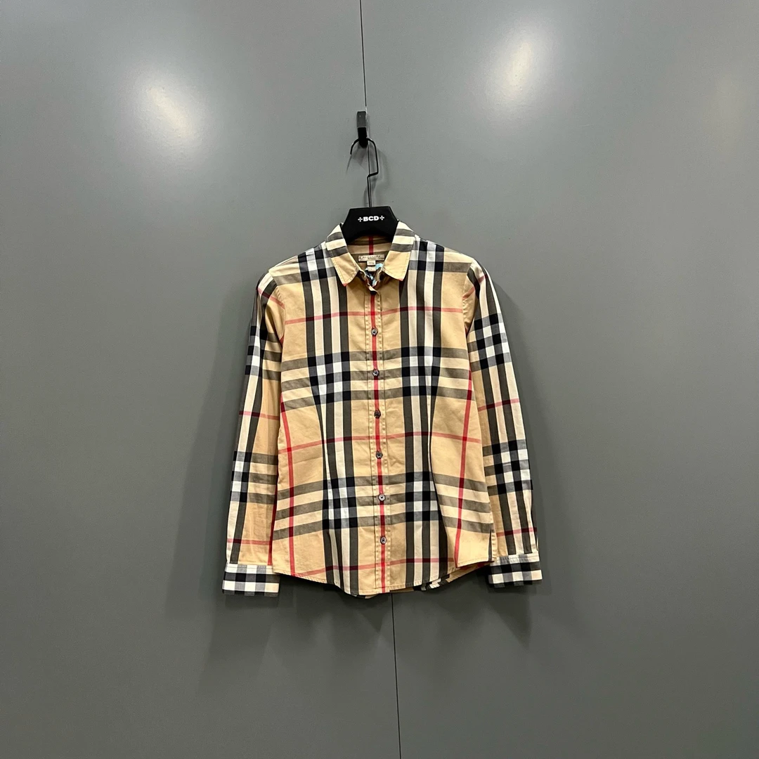 95新 BURBERRY/博柏利 zz4 经典格纹长袖衬衫 S码/207116