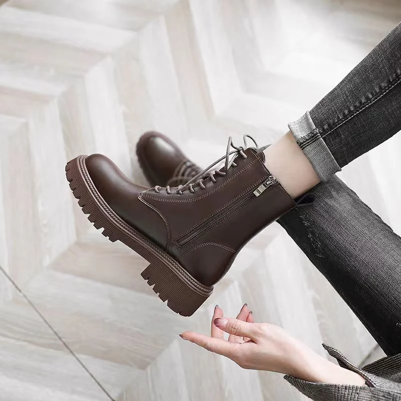 2025侧拉链马丁靴女真皮港风复古时尚短靴88724