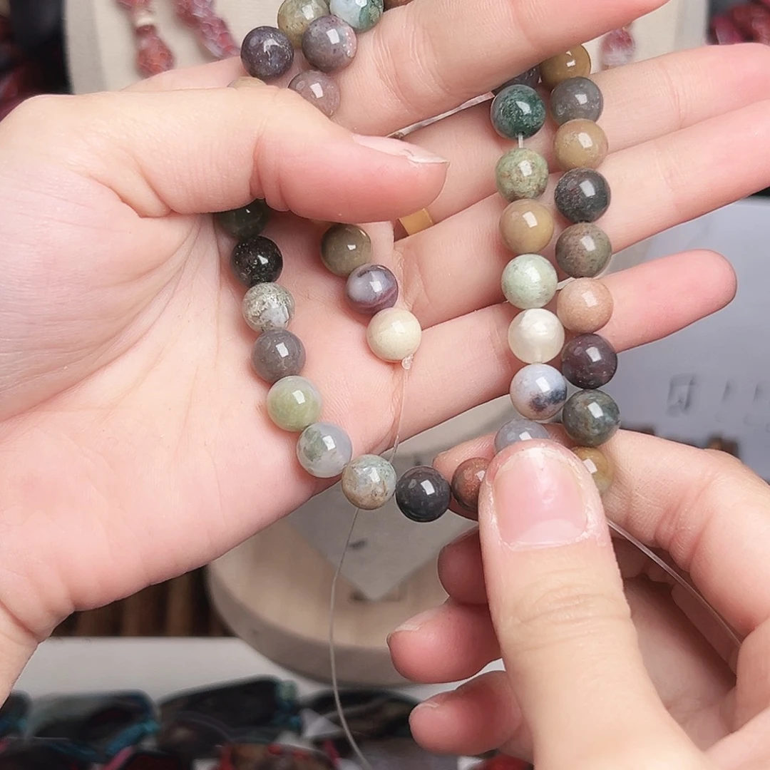 玛瑙/玉髓合金珠宝半成品h269 8.5m 水草圆珠一条