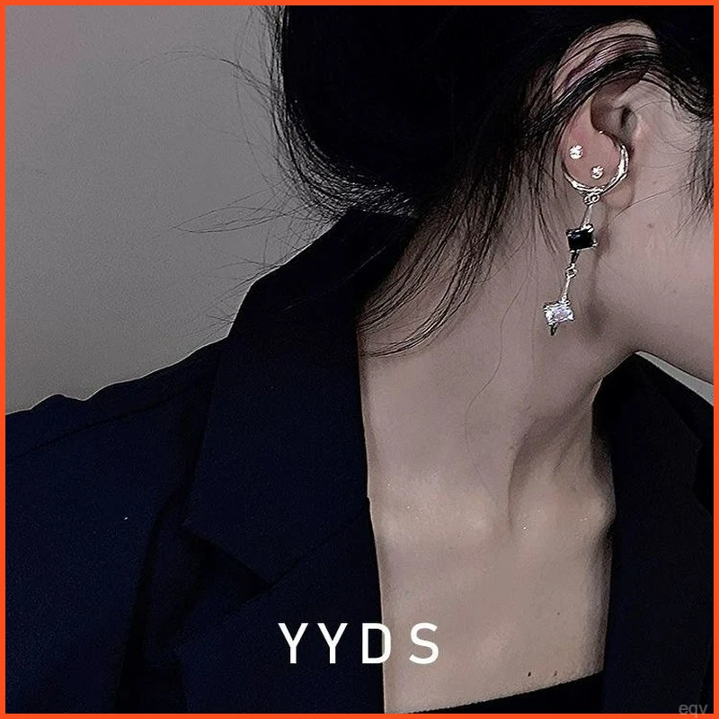 星耳骨夹硅胶耳饰耳夹女芒闪钛链条不钢高级感对称耳饰无耳洞钻