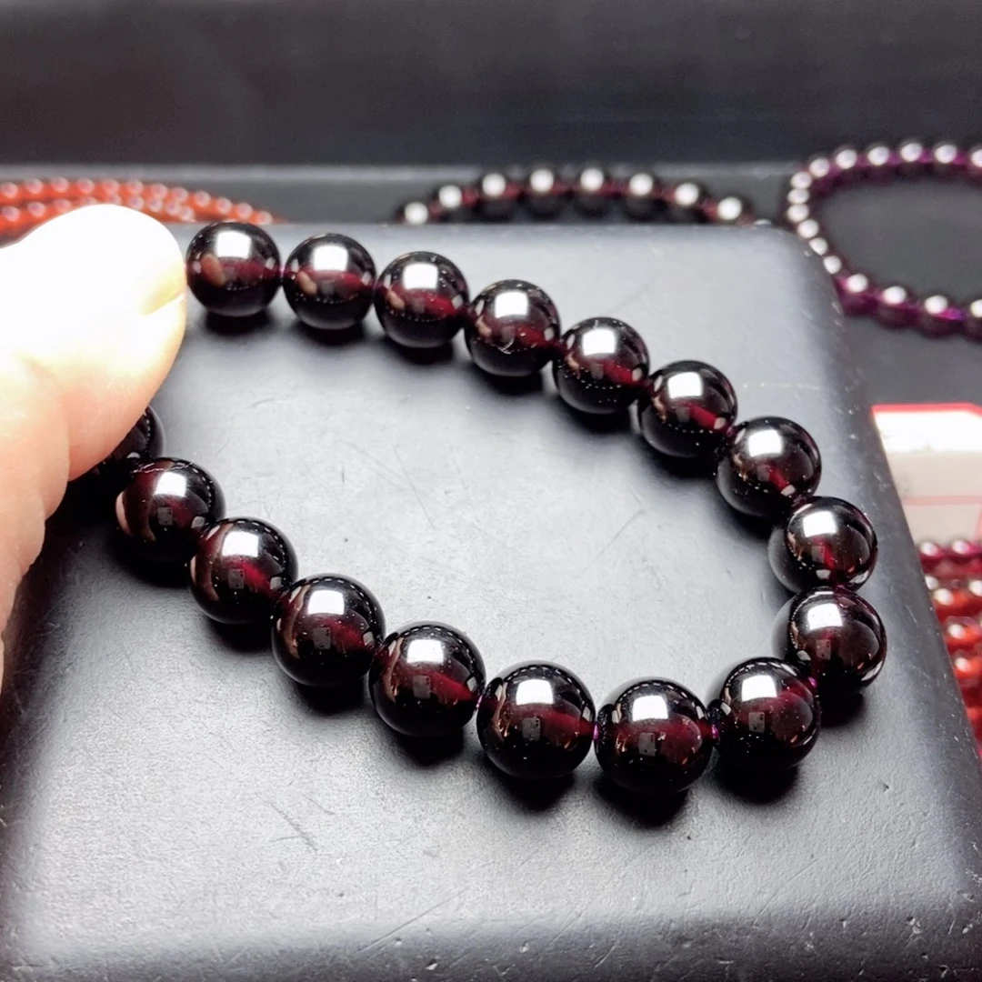 未镶嵌手链石榴石10酒红色