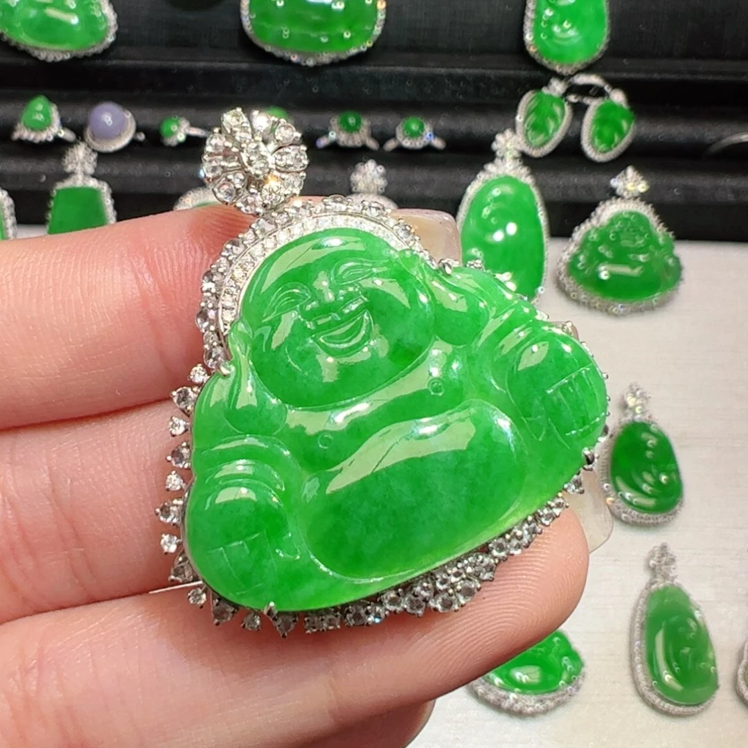 翡翠18K金镶嵌吊坠(不含链)A***l