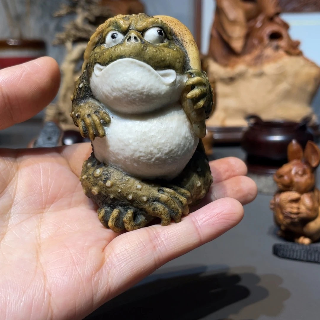 行***晓荔枝木鹿角工艺品摆件