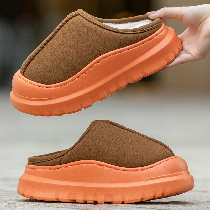 棉拖鞋男款冬季2025新款厚底增高加绒加厚保暖包头拖鞋男士户外穿
