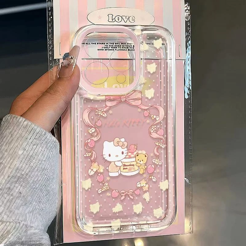 粉框花环kt猫适用于苹果iPhone16promax/15plus/14p/13p/12手机壳