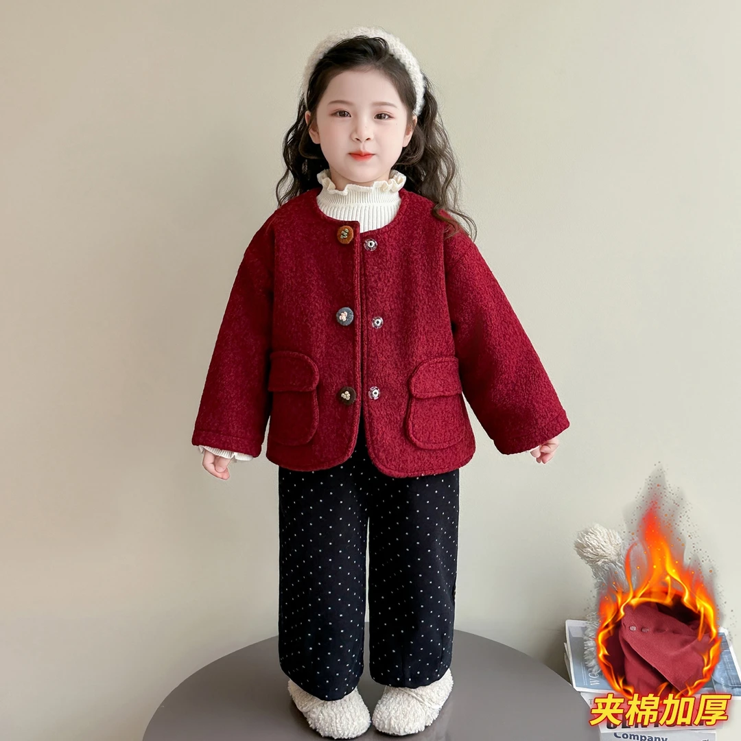 女童夹棉加厚毛毛衣套装洋气儿童秋冬装新款小女孩韩版保暖两件套