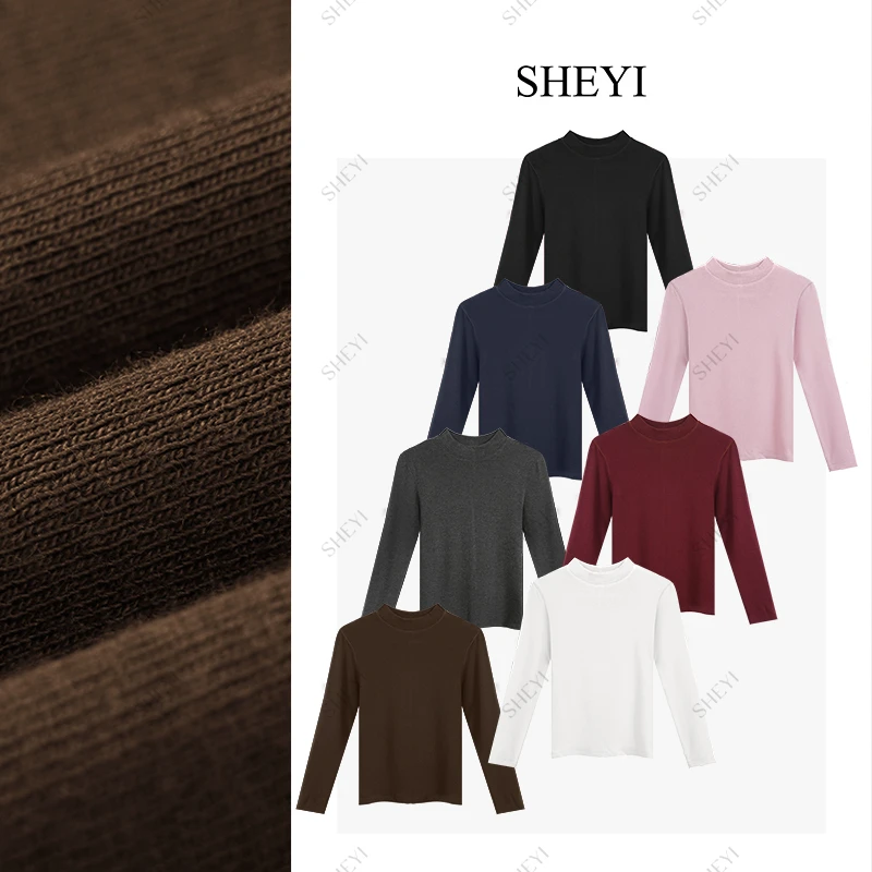【体面单品】2025秋款羊毛半高领长袖T百搭显瘦打底衫洋气内搭上衣
