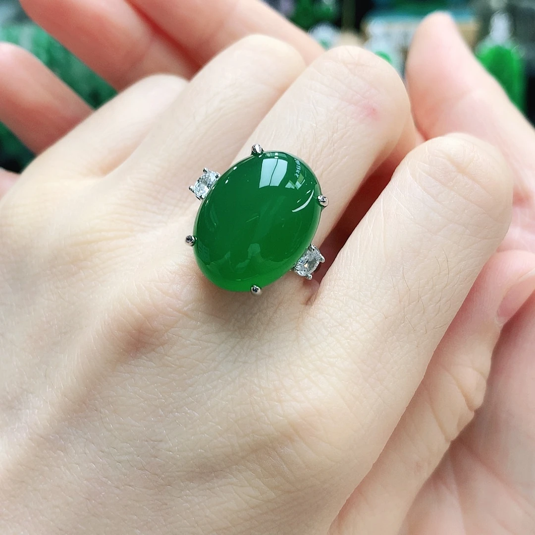 玛瑙/玉髓银S925镶嵌戒指