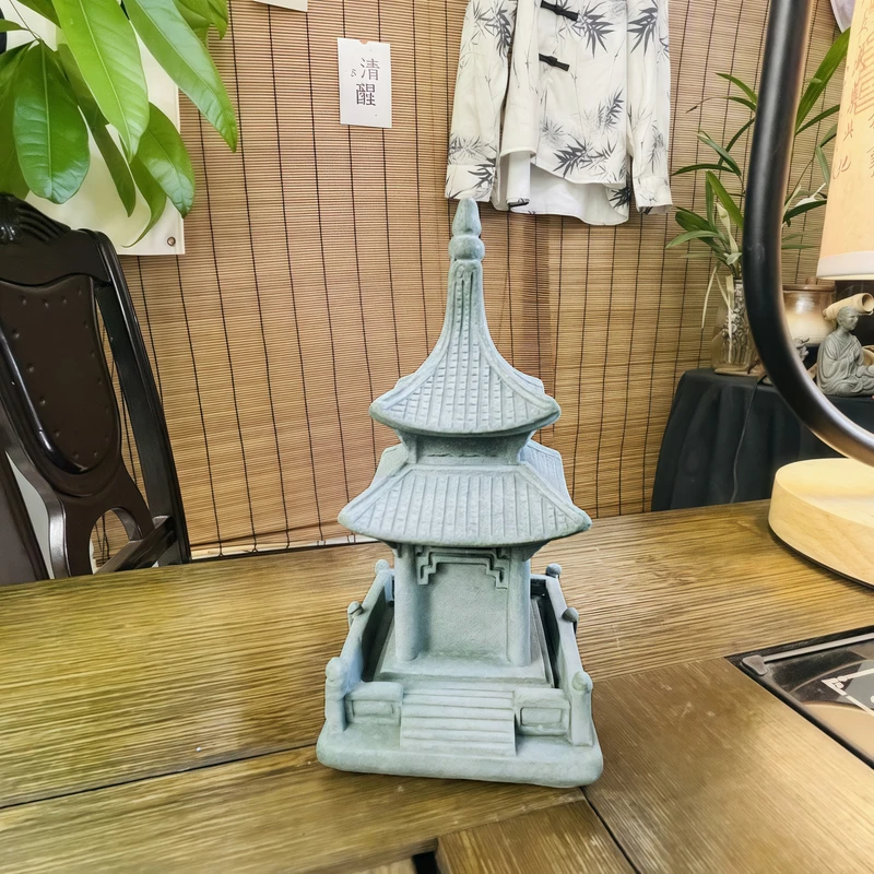 文昌塔青砂石茶宠摆件鱼缸风庭院摆件桌面手工