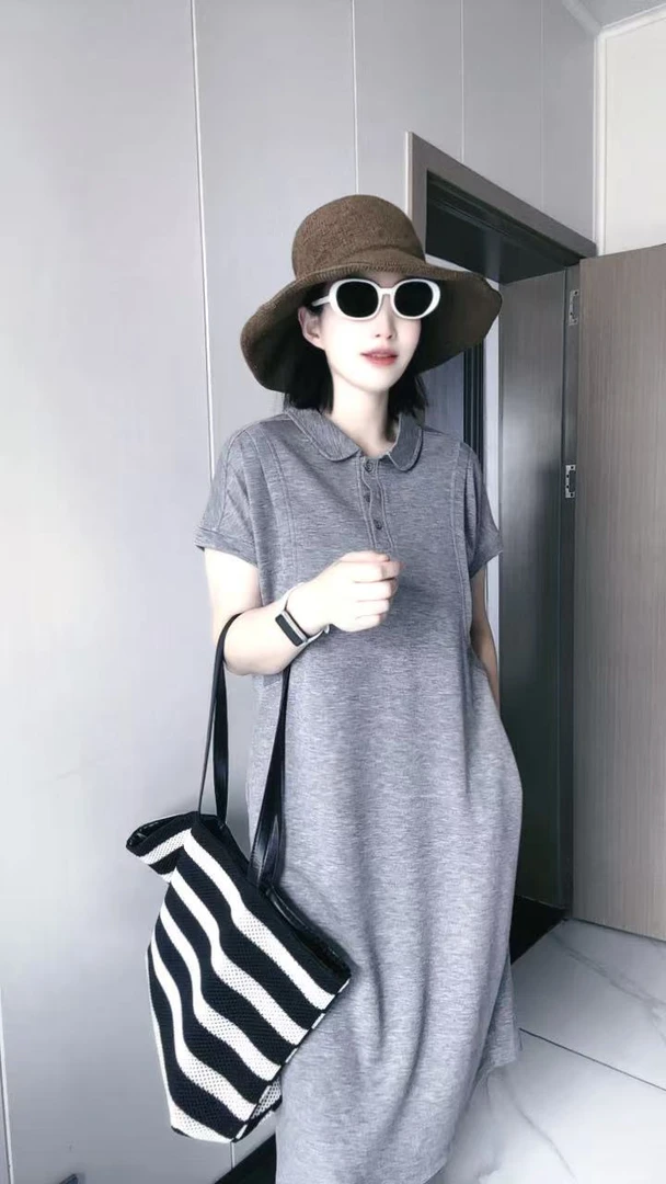 POLO连衣裙女2025夏季新款韩版休闲简约洋气百搭显瘦t恤裙子