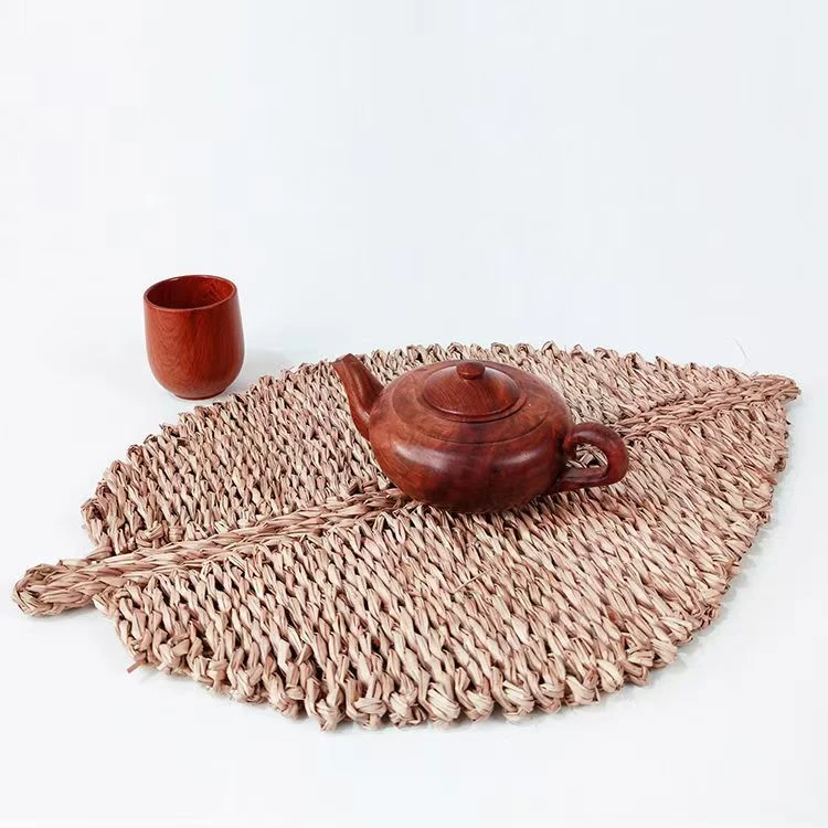 复古风手工编织挂饰家居客厅草编树叶型装饰挂件摆饰