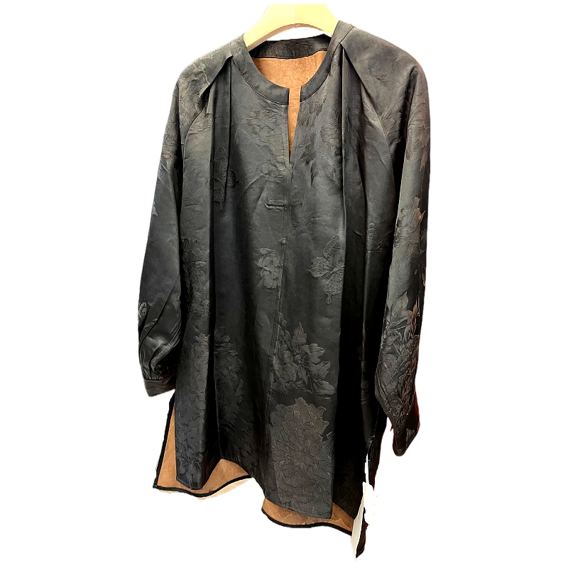 衬衫长袖上衣提花重磅圆领时尚简约风外套