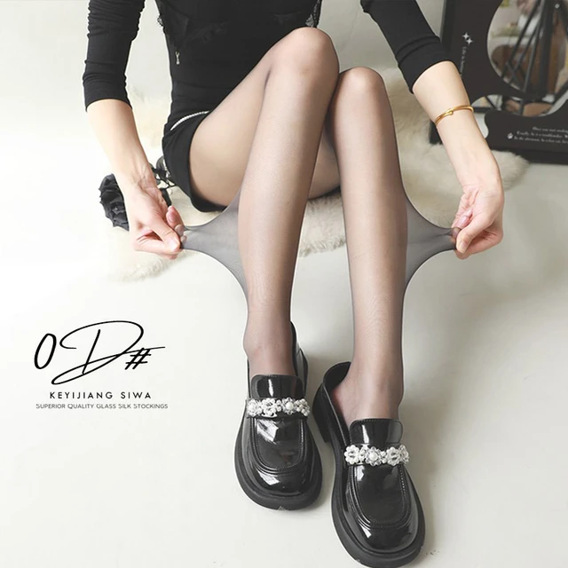 0D黑丝袜女夏季超薄款性感OD透肉防勾丝光腿神器浅灰丝波点黑丝