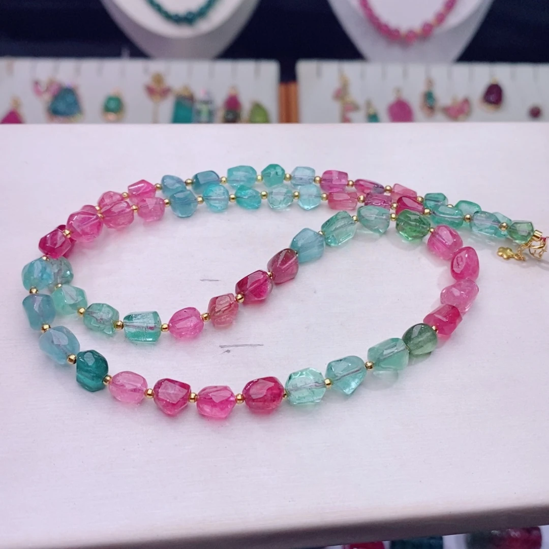 颈饰18K金镶嵌碧玺碧玺A项链