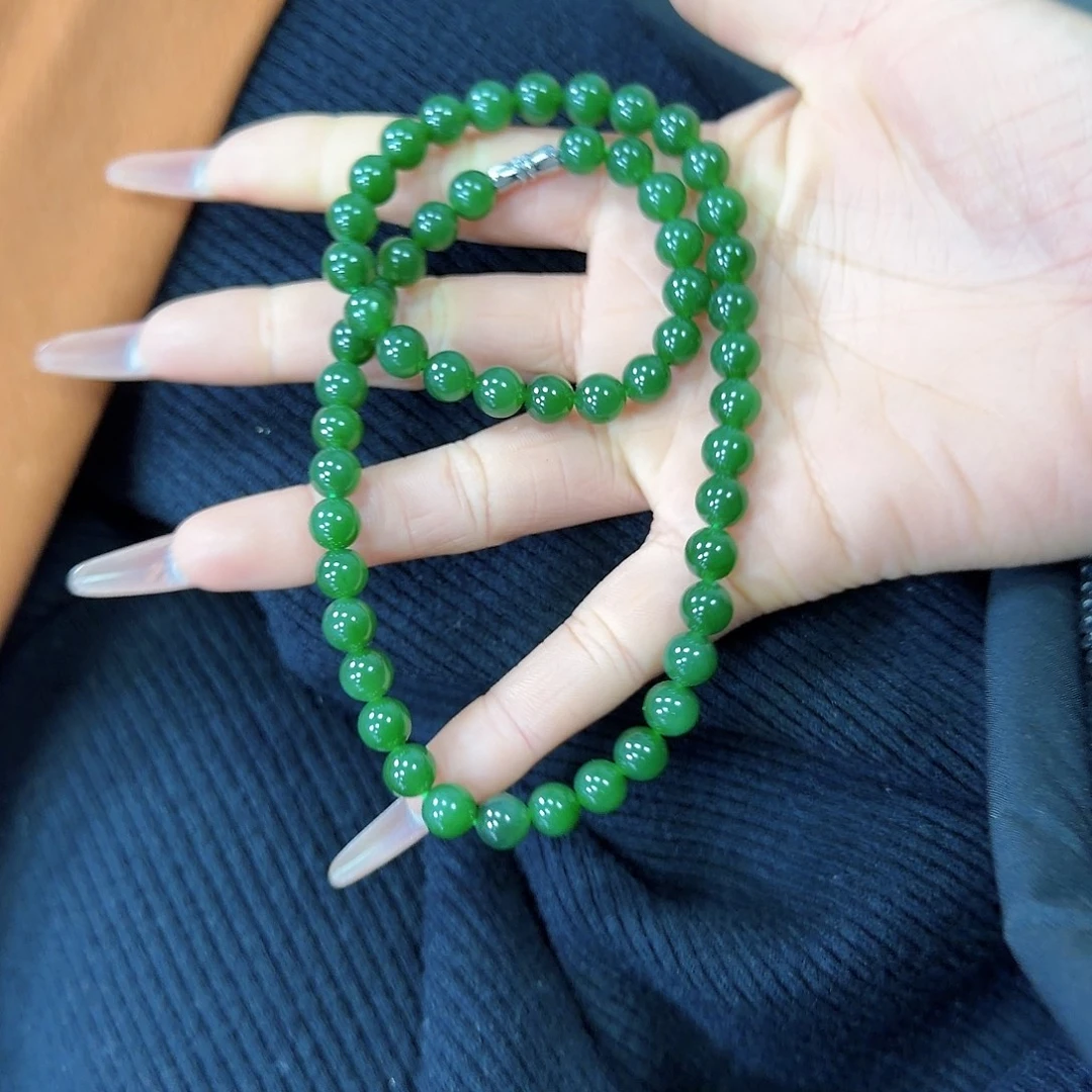 和田玉未镶嵌项链碧玉妈妈链