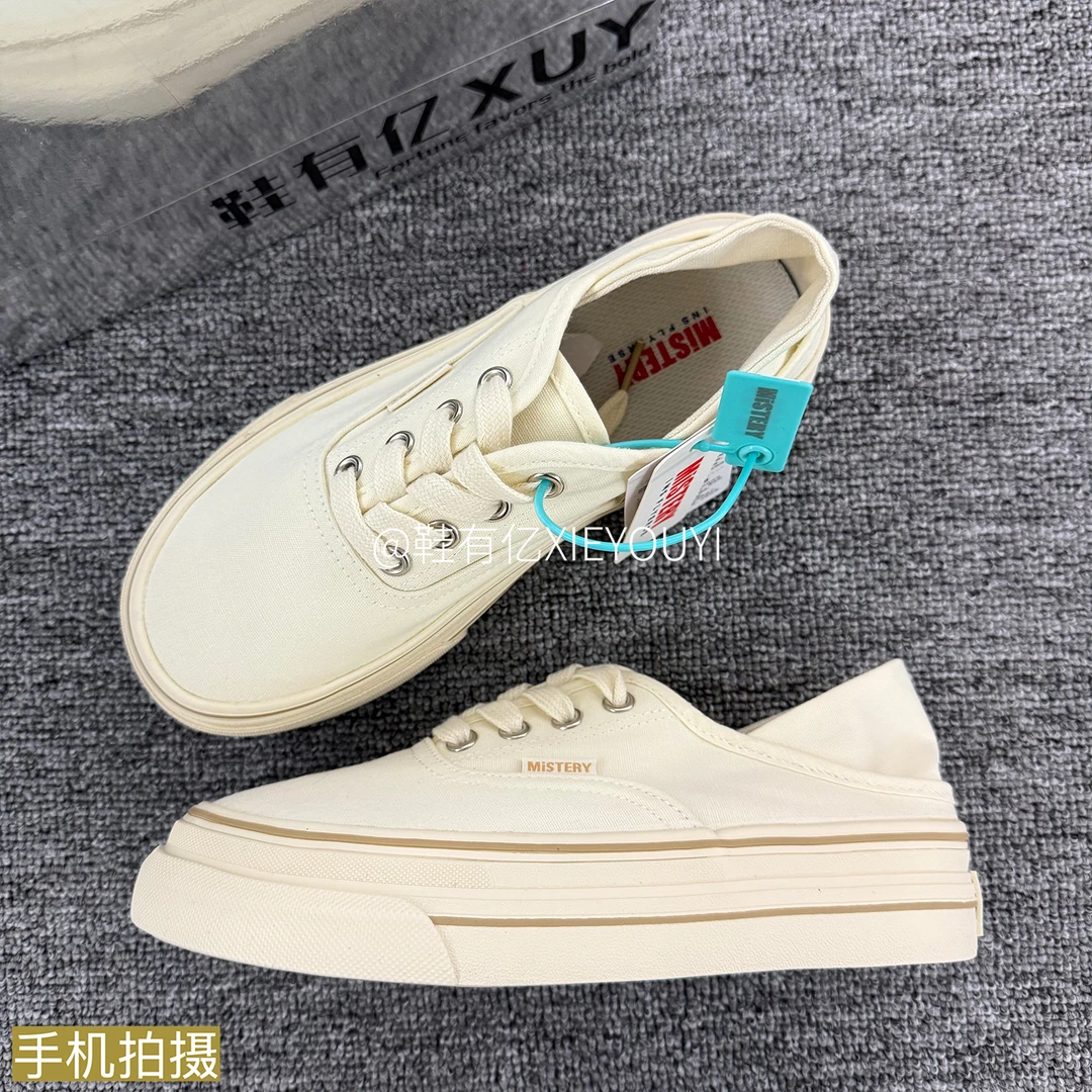 鞋有亿 2025秋冬新款安纳海姆帆布鞋女一脚蹬半拖鞋米色休闲板鞋