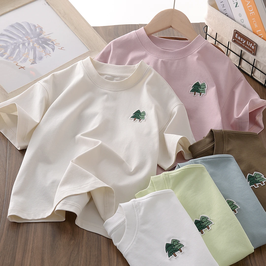 258xs8童装男女索罗娜凉感半袖中大童亲子休闲百搭圆领短袖t恤