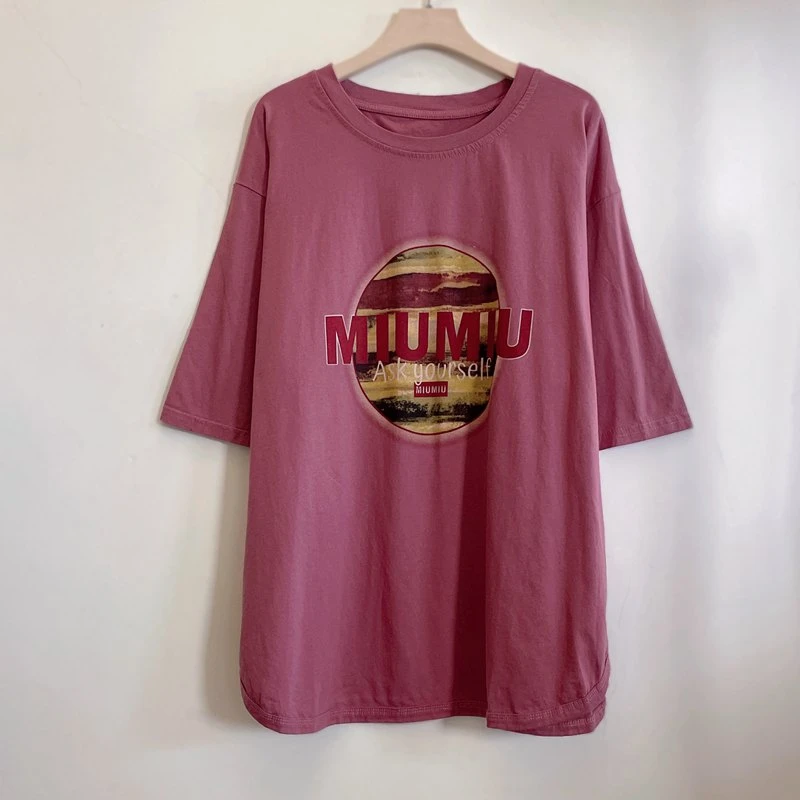 年轻中年妈妈装大码显瘦遮肉夏季休闲短袖棉T恤2025新款YX105658