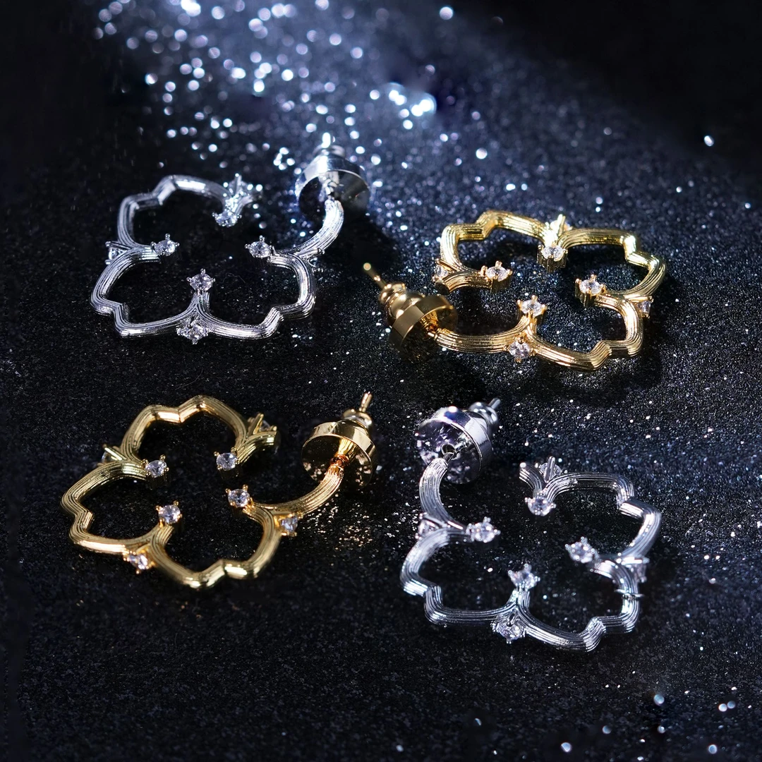 【花朵的绽放】 精致百搭经典镂空枝干花DIY耳环QOY5650/QOY5651