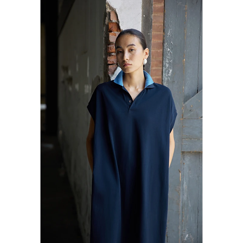 HERLAND她地【Manta裙】纯棉优雅显瘦茧型连衣裙女夏高级感轻奢长裙