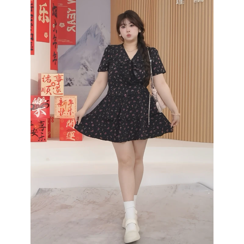 气质甜美田园风碎花上衣+半身裙多肉婷微胖定制~【LHC1298】