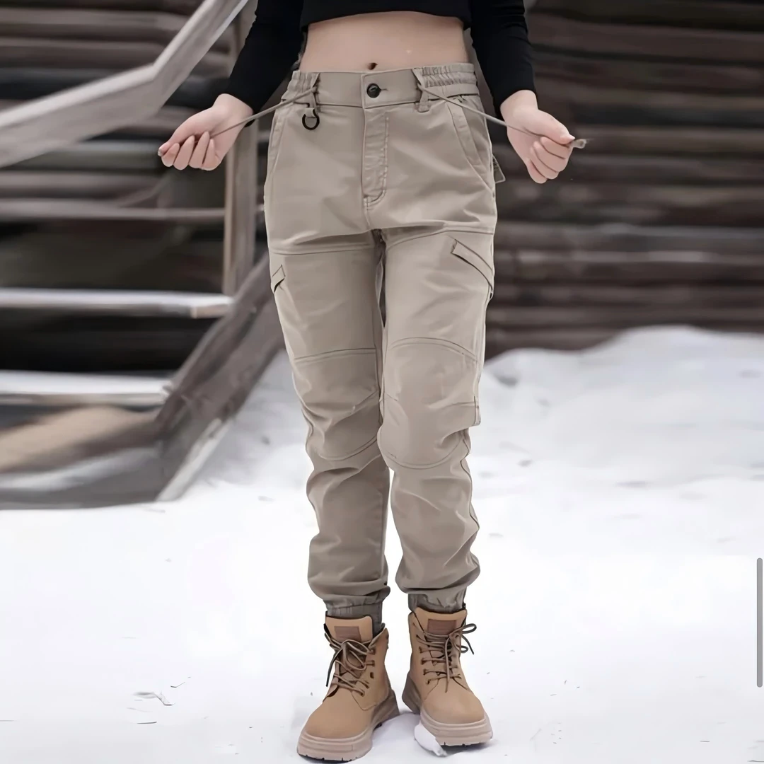 美式重磅户外多功能战术宽松休闲工装裤男女同款纯色百搭束脚裤子