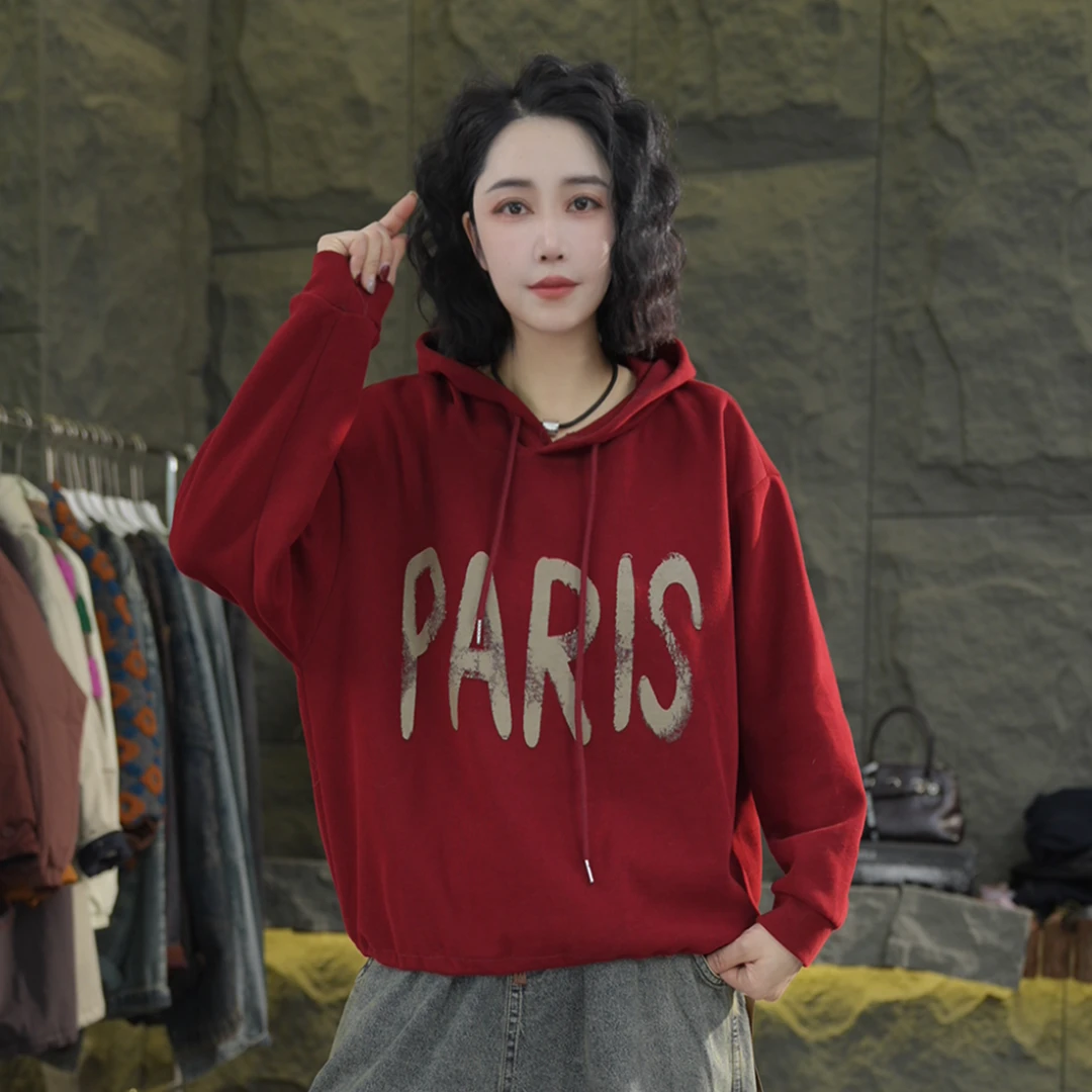 B49  春季新款卫衣慵懒风卫衣女宽松休闲长袖大版春秋卫衣